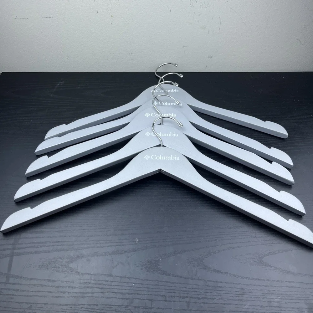 Columbia Sportswear Company Wooden Clothes Hangers Gray‎ Set of 5